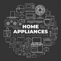 Home Kitchen Cooking Appliance Outlined Icons
