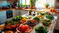 Home Kitchen with Healthy Foods