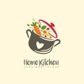 Home kitchen logo with pot full of healthy vegetables Royalty Free Stock Photo