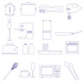 Home kitchen outline icons theme set eps10 Royalty Free Stock Photo