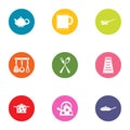 Home kitchen set icons set, flat style Royalty Free Stock Photo