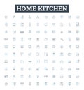 Home kitchen vector line icons set. Kitchen, Home, Cooking, Appliances, Countertop, Utensils, Oven illustration outline