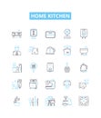 Home kitchen vector line icons set. Kitchen, Home, Cooking, Appliances, Countertop, Utensils, Oven illustration outline Royalty Free Stock Photo
