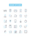 Home kitchen vector line icons set. Kitchen, Home, Cooking, Appliances, Countertop, Utensils, Oven illustration outline