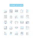 Home kitchen vector line icons set. Kitchen, Home, Cooking, Appliances, Countertop, Utensils, Oven illustration outline Royalty Free Stock Photo