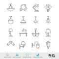 Home lamps related vector line icon set isolated on white