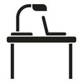 Home laptop desk icon simple vector. Online work