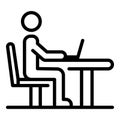 Home laptop work icon, outline style