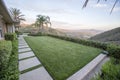 Home with lawn and view of hills in San Diego CA Royalty Free Stock Photo