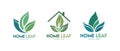 Home and Leaf Logo Design Template. Green House, Eco House and Leaf Logo Design Royalty Free Stock Photo