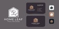 Home leaf negative beauty real estate logo design vector concept