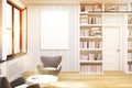 Home library with gray armchairs, toned Royalty Free Stock Photo