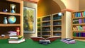 Home library in a private house illustration Royalty Free Stock Photo