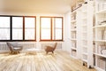 Home library with two windows, toned Royalty Free Stock Photo