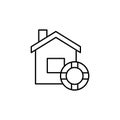 home and lifebuoy line icon. Element of insurance sign for mobile concept and web apps. Thin line home and lifebuoy icon can be