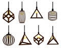 Home light with lamps icons in flat style. Simple illustration. Royalty Free Stock Photo