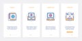 Home line electronics appliances for freelance work UX, UI mobile app page screen set