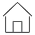 Home line icon, house and building, button sign,