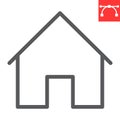 Home line icon, ui and button, house sign vector graphics, editable stroke linear icon, eps 10.