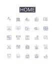 Home line icons collection. Thrill, Expedition, Excitement, Quest, Challenge, Escapade, Adrenaline vector and linear