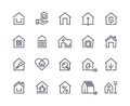 Home line icons. House interface button, browser homepage pictogram, real estate and building construction symbols