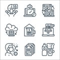 Home line icons. linear set. quality vector line set such as break, priority, transmission, invoice, cloud