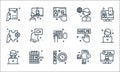 home line icons. linear set. quality vector line set such as conference, deadline, boy, memory card, calendar, solution, hire,