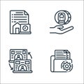 Home line icons. linear set. quality vector line set such as document, save money
