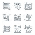 home line icons. linear set. quality vector line set such as employee, online chat, database, checklist, employee, working at home