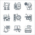 Home line icons. linear set. quality vector line set such as rest time, email, payment, deadline, workspace, support, schedule