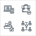 Home line icons. linear set. quality vector line set such as teamwork, working at home, briefcase