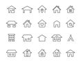 Home line icons. Modern outline houses app signs. Website interface and hotel buildings vector linear symbols