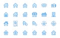 Home line icons set. House, residential building, homepage, property mortgage minimal vector illustrations. Simple flat