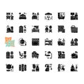 Home and living black glyph icons set on white space Royalty Free Stock Photo