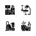 Home and living design black glyph icons set on white space Royalty Free Stock Photo