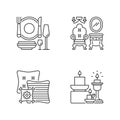 Home and living furniture linear icons set