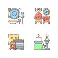 Home and living furniture RGB color icons set Royalty Free Stock Photo