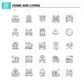 25 Home And Living icon set. vector background Royalty Free Stock Photo