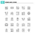 25 Home And Living icon set. vector background Royalty Free Stock Photo