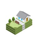 Home loan, home for cash concept, isometric vector