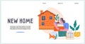 Home loan, mortgage and real estate. House moving agency banner, flat vector