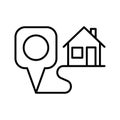 Home location icon. Location point of house. Geolocation mark on the map