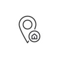 Home location pin outline icon