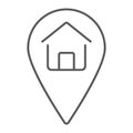 Home location thin line icon, real estate and home Royalty Free Stock Photo