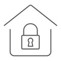 Home Lock thin line icon, real estate and home