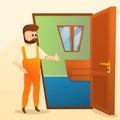 Home locksmith concept background, cartoon style