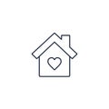 Home love heart icon, house withing heart shape, line symbol flat design vector. Charity concept Royalty Free Stock Photo