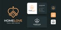 Home love monogram logo design and business card template