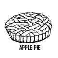 Home made apple pie. Vector hand drawn illustration. Royalty Free Stock Photo