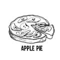 Home made apple pie. Vector hand drawn illustration. Royalty Free Stock Photo